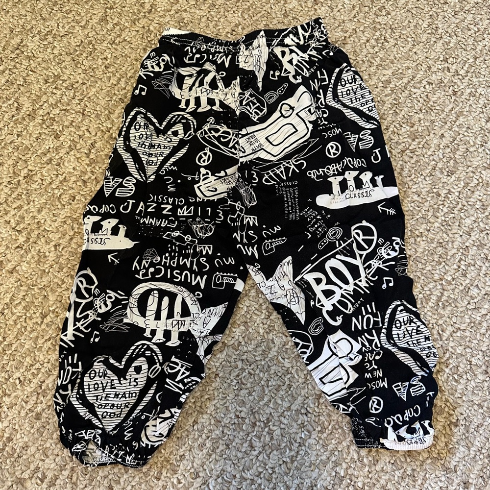 Toddler Music Print Parachute Pants